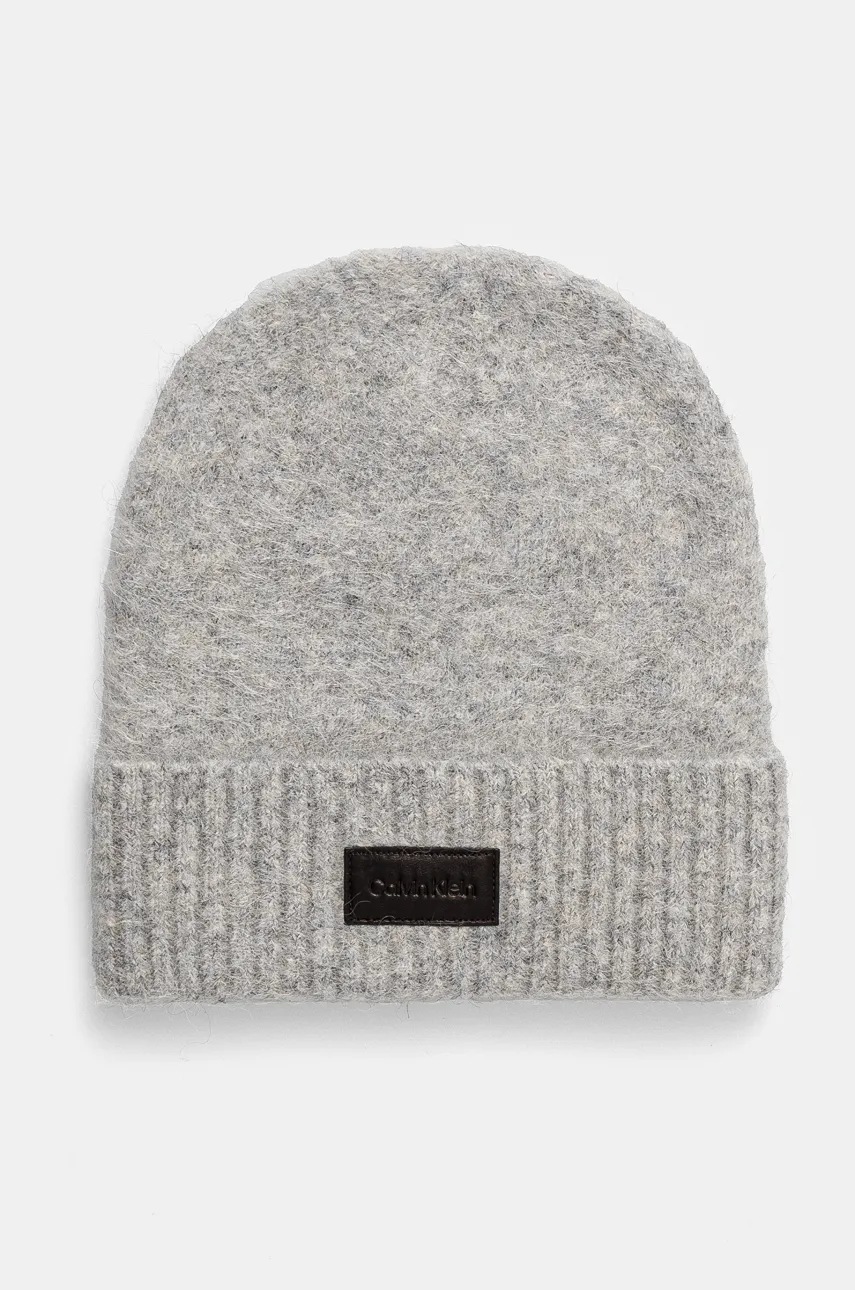 

Вълнена шапка Calvin Klein в сиво от вълна K60K612594, Сив