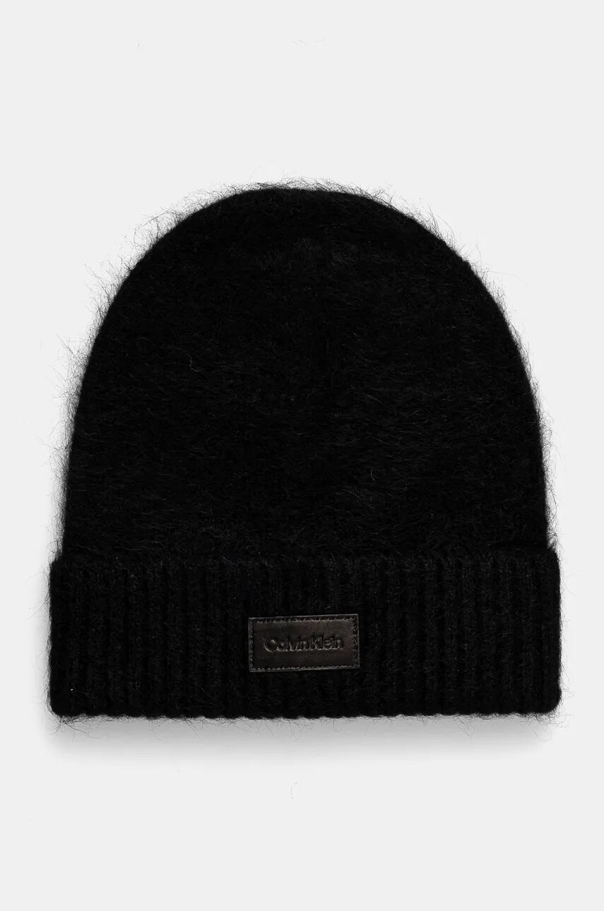 Levně Vlněná čepice Calvin Klein černá barva, K60K612594