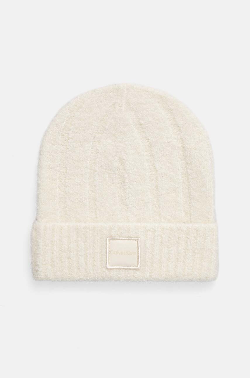 

Шапка с вълна Calvin Klein в бежово K60K612596, Бежов