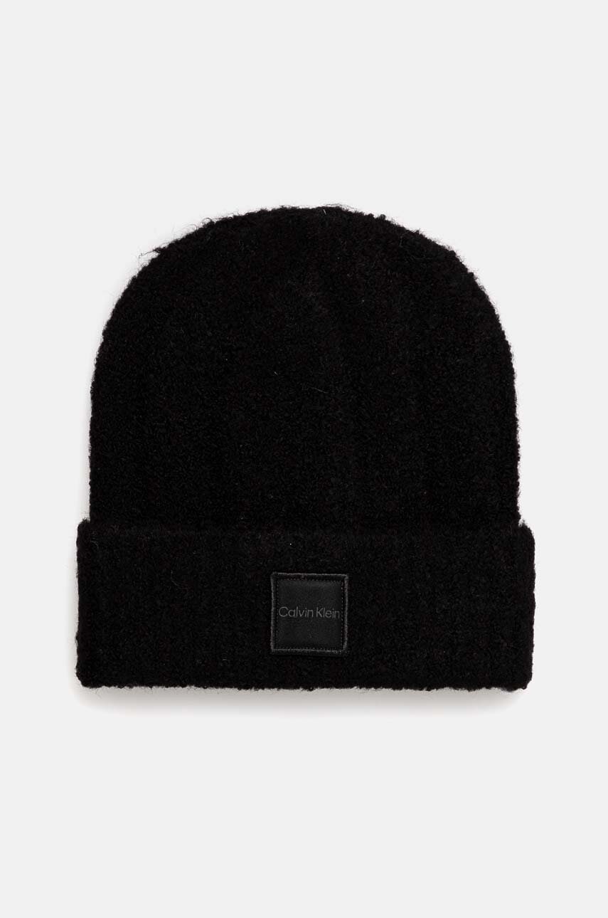 Calvin Klein czapka z domieszką wełny kolor czarny K60K612596