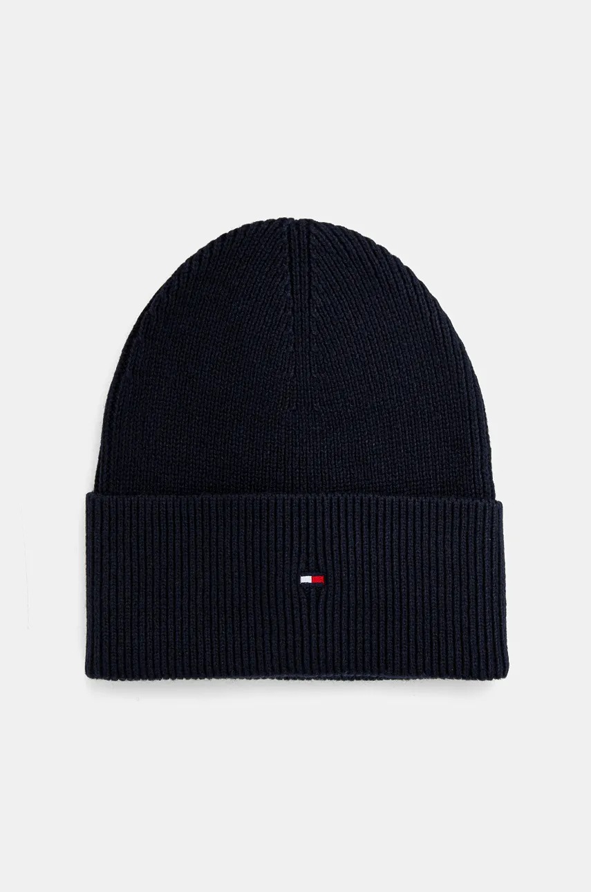 

Шапка с кашмир Tommy Hilfiger в тъмносиньо с фина плетка AW0AW16637, Тъмносин