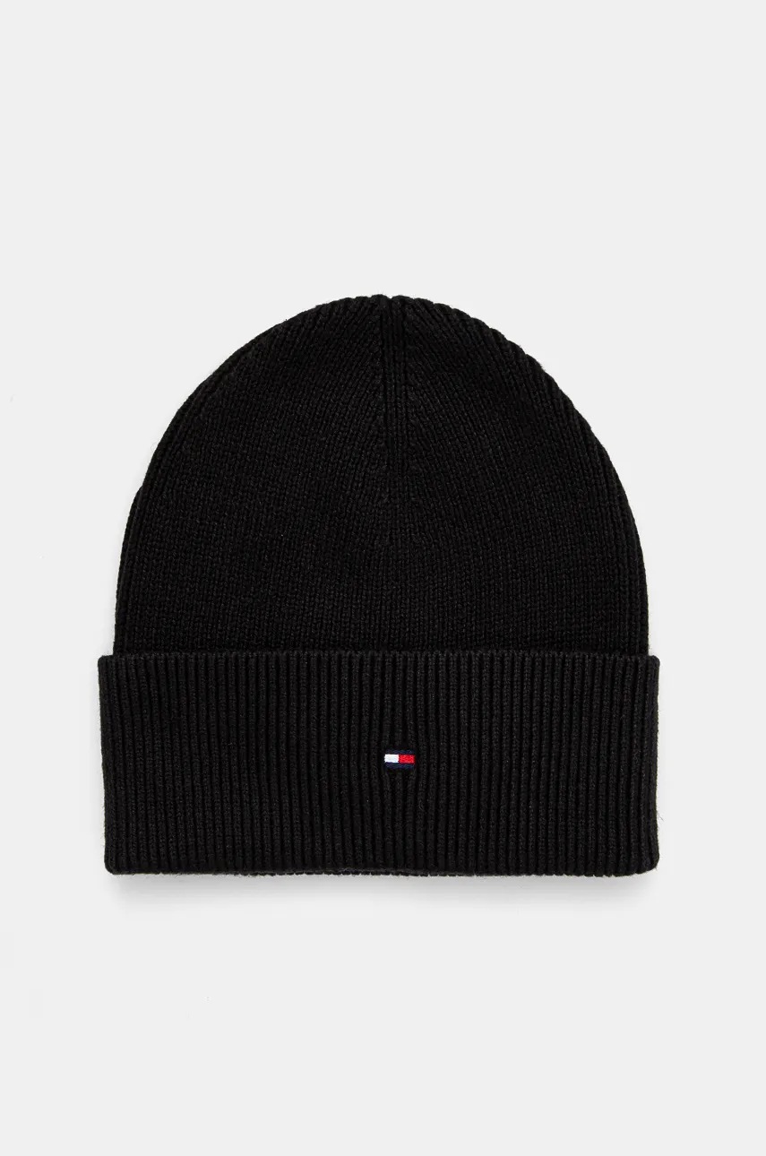 

Шапка с кашмир Tommy Hilfiger в черно с фина плетка AW0AW16637, Черен