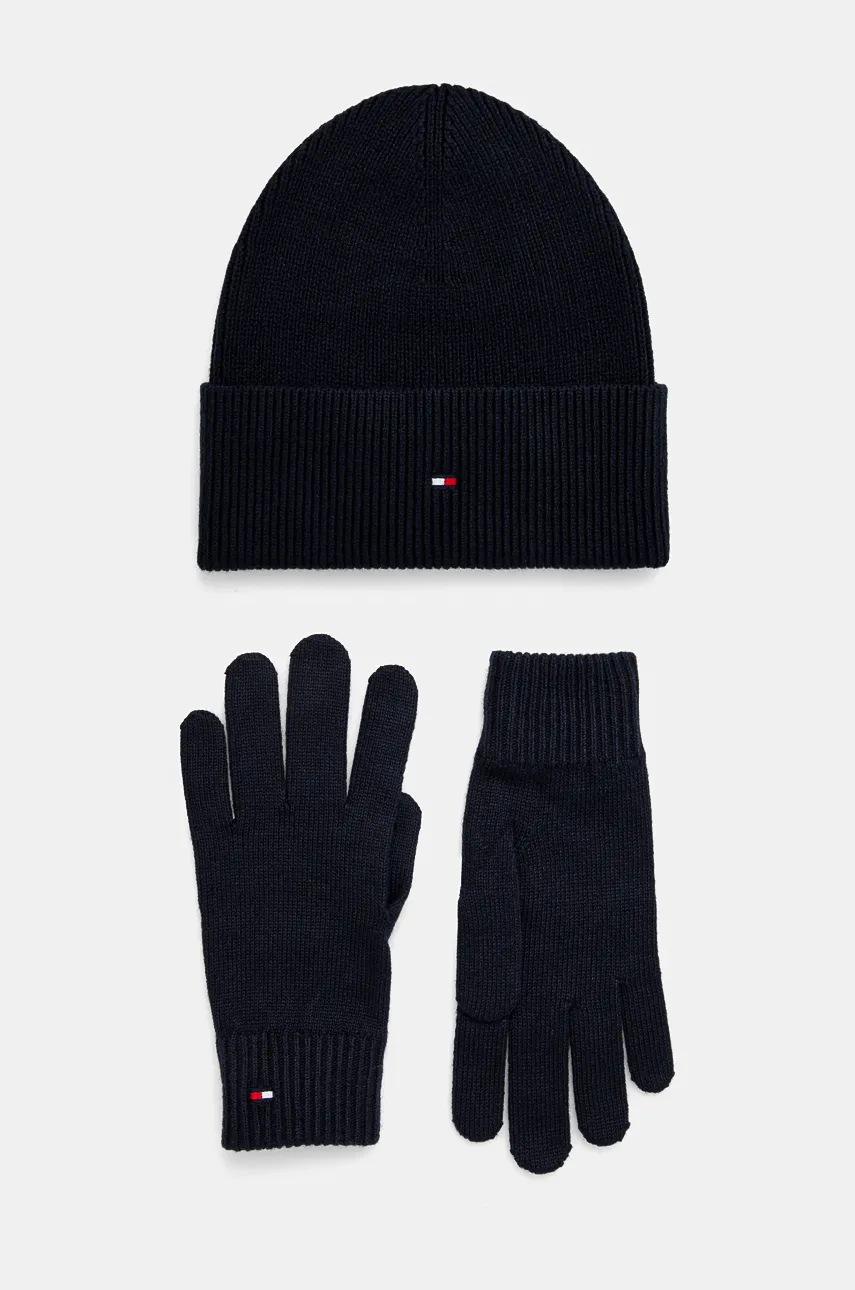 

Шапка и ръкавици с кашмир Tommy Hilfiger в тъмносиньо AW0AW17094, Тъмносин