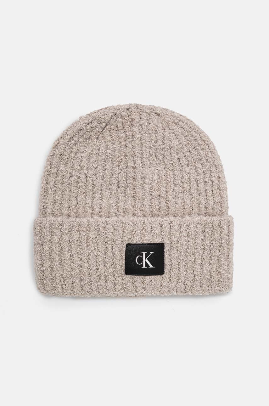 

Вълнена шапка Calvin Klein Jeans в бежово K60K612652, Бежов