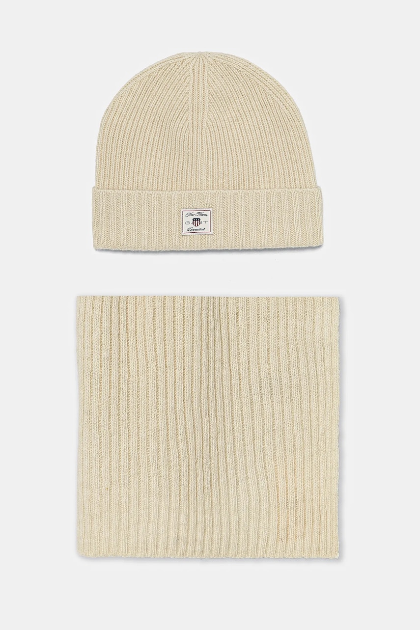 Gant caciula si fular din lana culoarea bej, 4998015