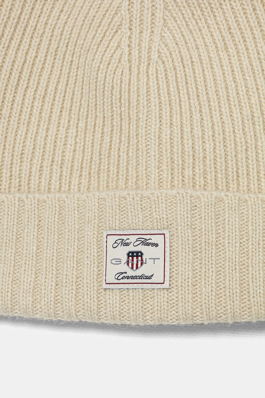 Μάλλινος σκούφος και κασκόλ Gant χρώμα: μπεζ, 4998015 φωτογραφία