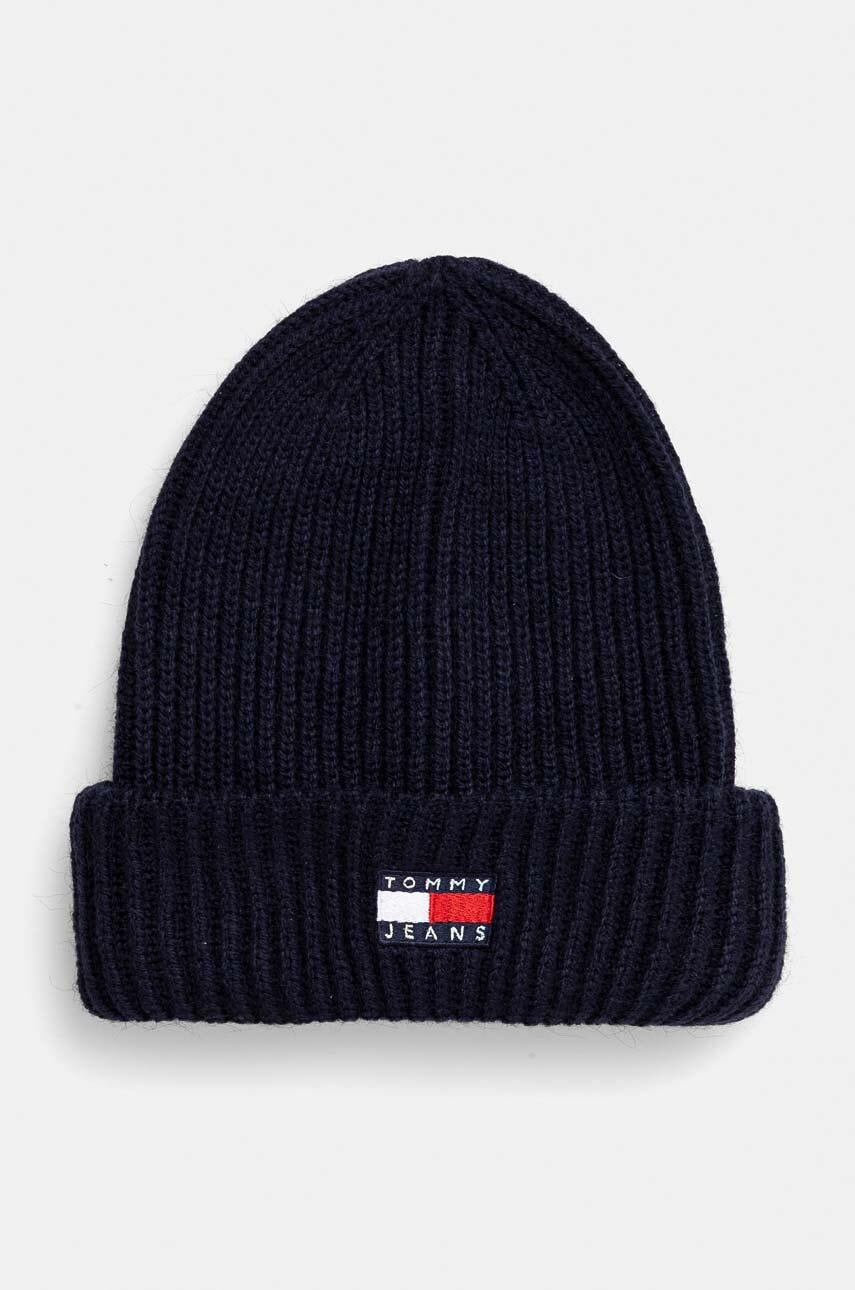 Tommy Jeans caciula culoarea albastru marin, din tricot gros, AW0AW16785