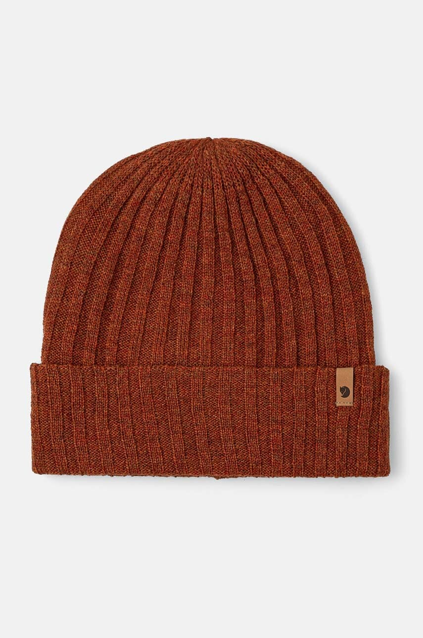 Fjallraven caciula de lana Byron Hat Thin culoarea maro, de lana, din tesatura neteda, F77387.215
