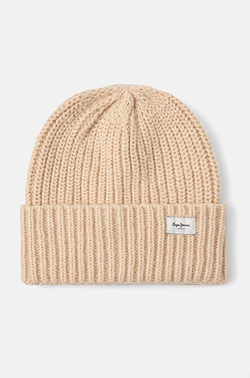 Pepe Jeans caciula WENEBA HAT culoarea bej, din tricot gros, PL040355