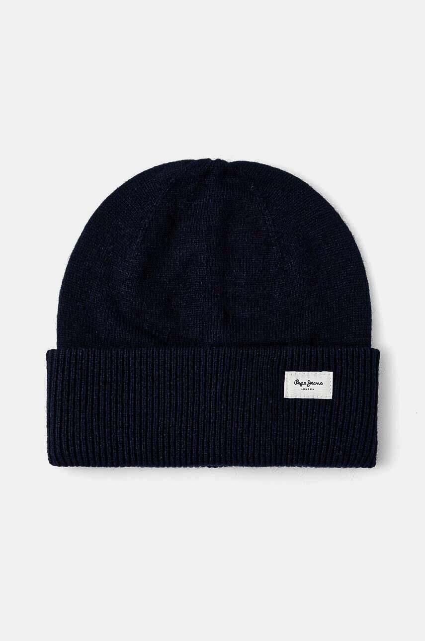 Pepe Jeans caciula din amestec de lana YELA HAT culoarea albastru marin, din tesatura neteda, PL040360