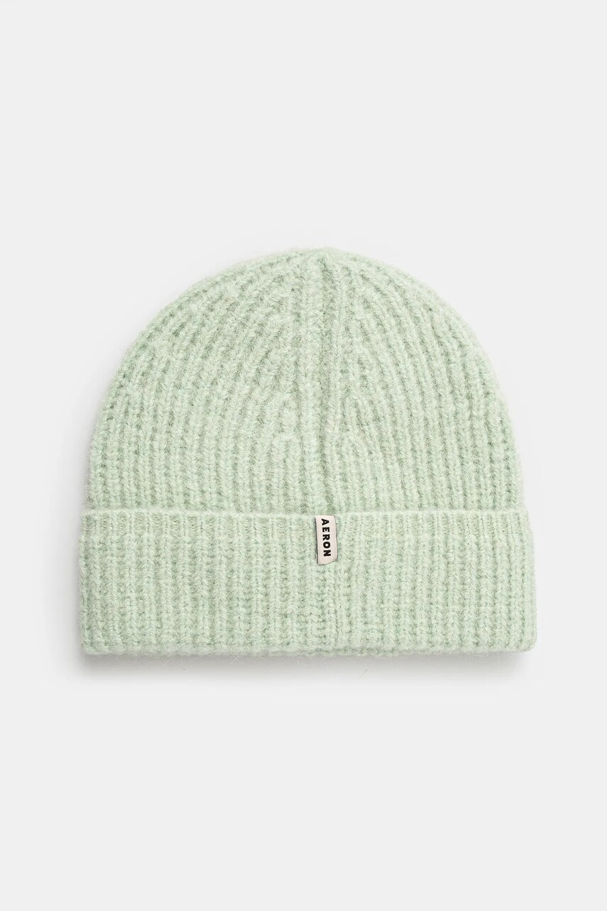 AERON caciula de lana culoarea verde, de lana, din tricot gros, HT008531