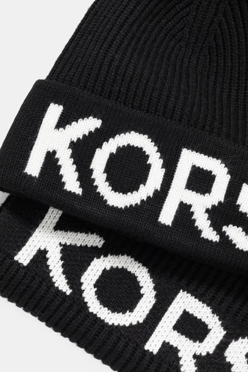 Σκούφος και κασκόλ από μείγμα μαλλιού MICHAEL Michael Kors χρώμα: μαύρο, 540005 φωτογραφία