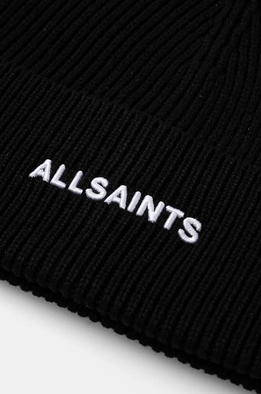 Шапка с примесью шерсти AllSaints цвет чёрный из тонкого трикотажа 29AS101656 Шапка с примесью шерсти AllSaints цвет чёрный из тонкого трикотажа 29AS101656