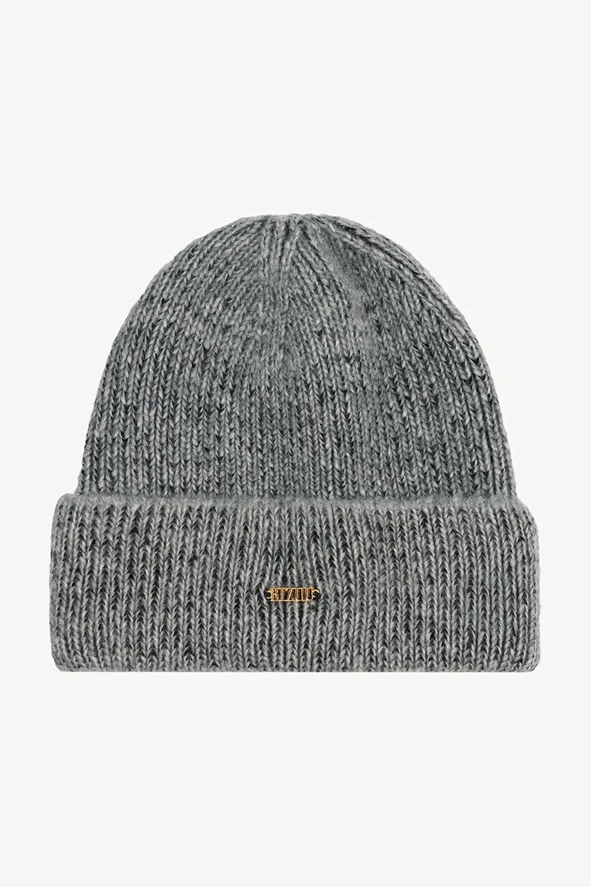 Bizuu căciulă de lână WINTY culoarea gri, de lână, din tricot gros, WINTY_GRAFITOWY_AW24