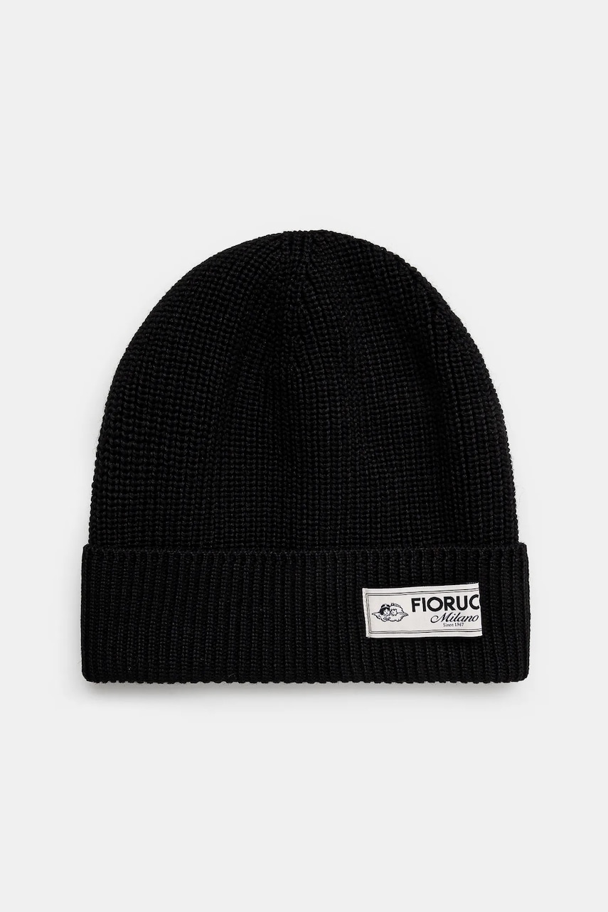 Fiorucci caciula din amestec de lana Knit Logo Beanie culoarea negru, de lana, U01FPAHA216KN05BK01 Fiorucci caciula din amestec de lana Knit Logo Beanie culoarea negru, de lana, U01FPAHA216KN05BK01