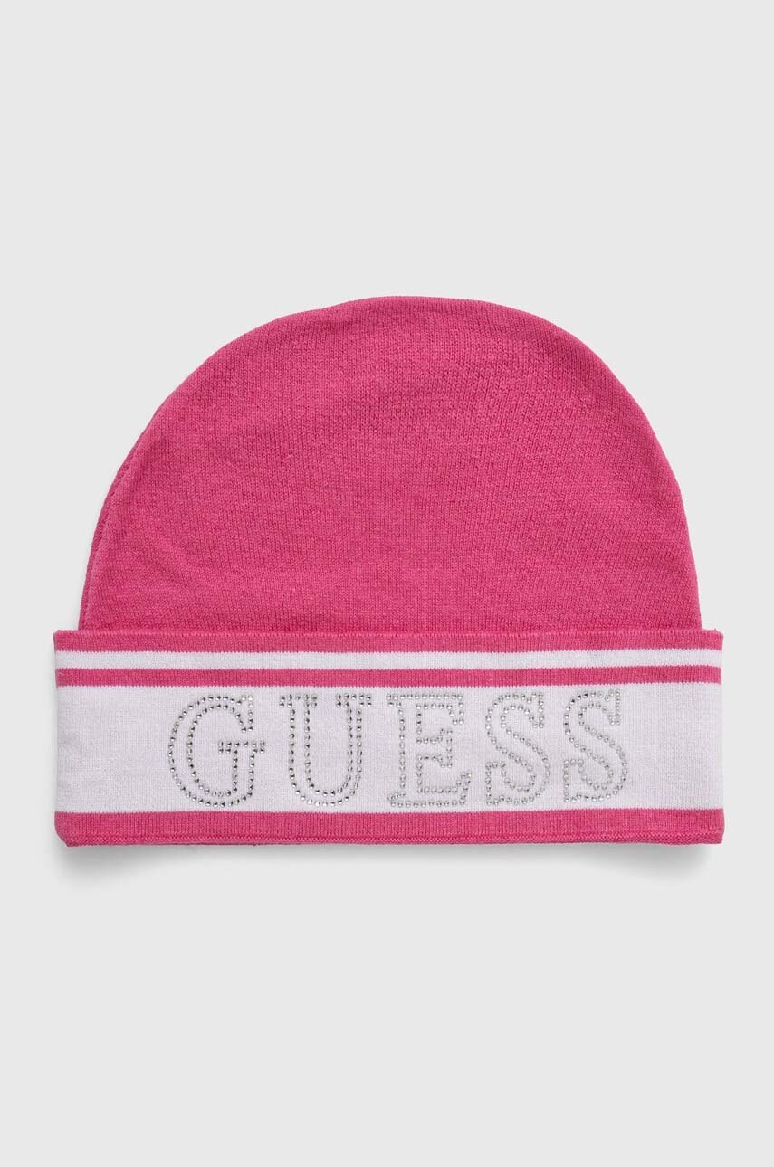 

Детска шапка Guess в розово с фина плетка J4YZ01 Z3GW0, Розов