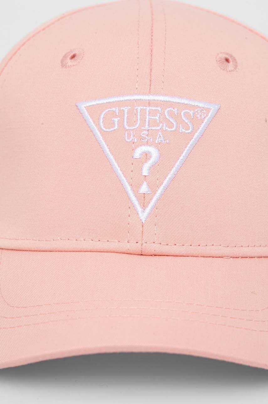 Детская хлопковая кепка Guess цвет розовый с аппликацией H3GZ01 WO08O