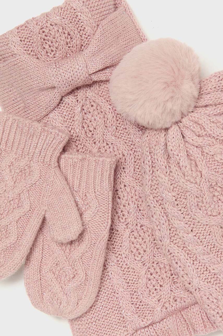 Детская шапка, снуд и перчатки Mayoral цвет розовый 10768 в Хмельницком Детская шапка, снуд и перчатки Mayoral цвет розовый 10768 в Хмельницком