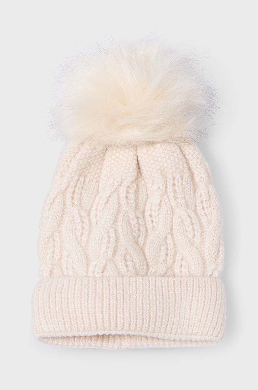 Mayoral caciula copii culoarea bej, din tricot gros, 10834