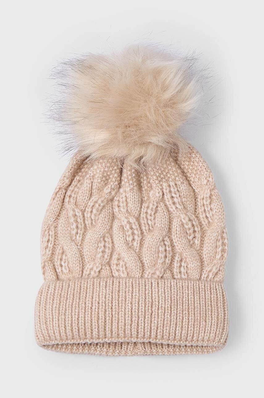 Mayoral caciula copii culoarea bej, din tricot gros, 10834