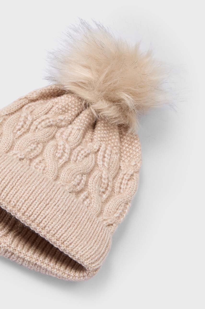 Дитяча шапка Mayoral колір бежевий з товстого трикотажу 10834