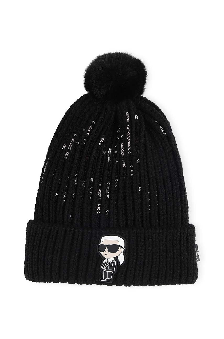 

Детска шапка Karl Lagerfeld в черно от плътен трикотаж Z30327, Черен