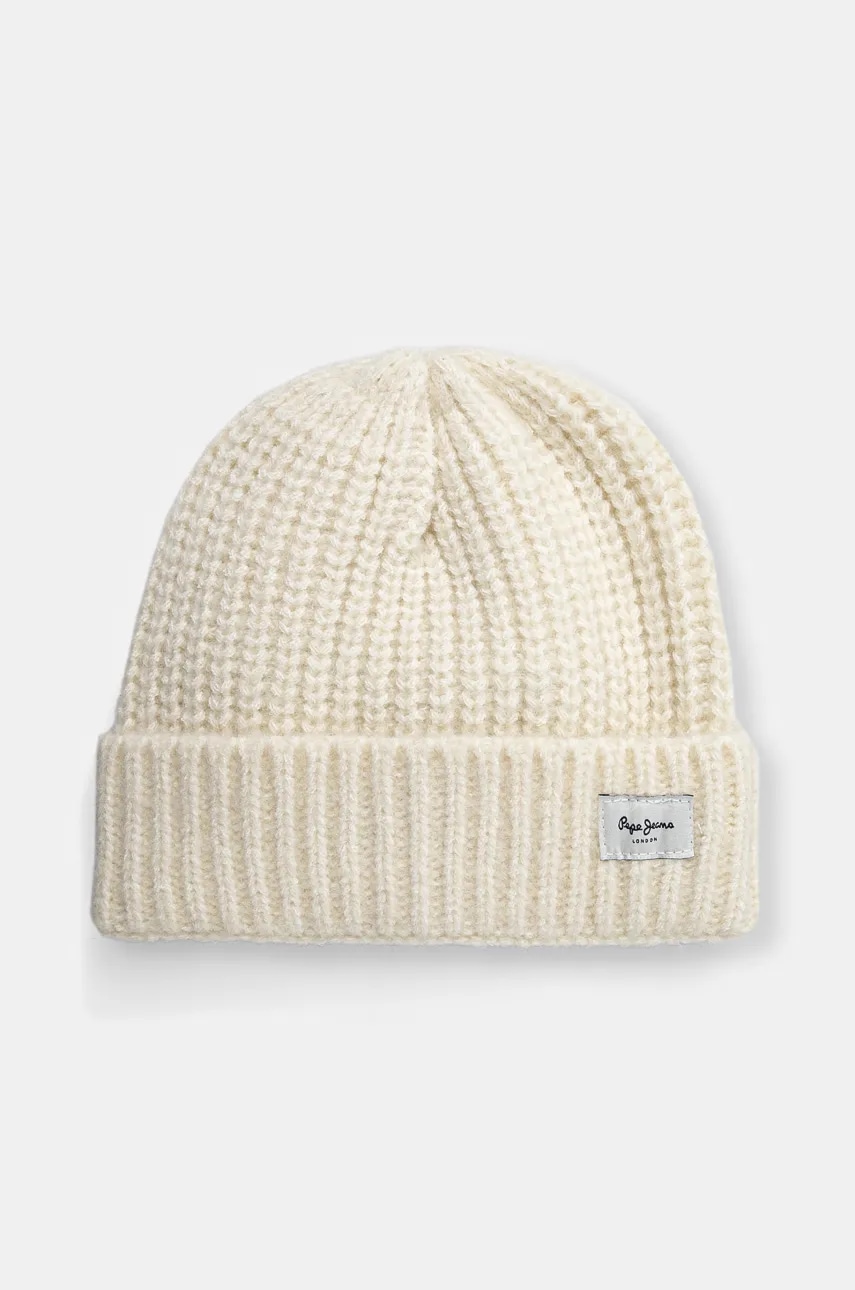 Pepe Jeans caciula copii ZOE HAT culoarea bej, din tricot gros, PG040241