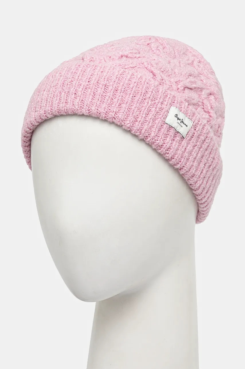 Детская шапка Pepe Jeans ZAIDA HAT цвет розовый из толстого трикотажа PG040242 Детская шапка Pepe Jeans ZAIDA HAT цвет розовый из толстого трикотажа PG040242