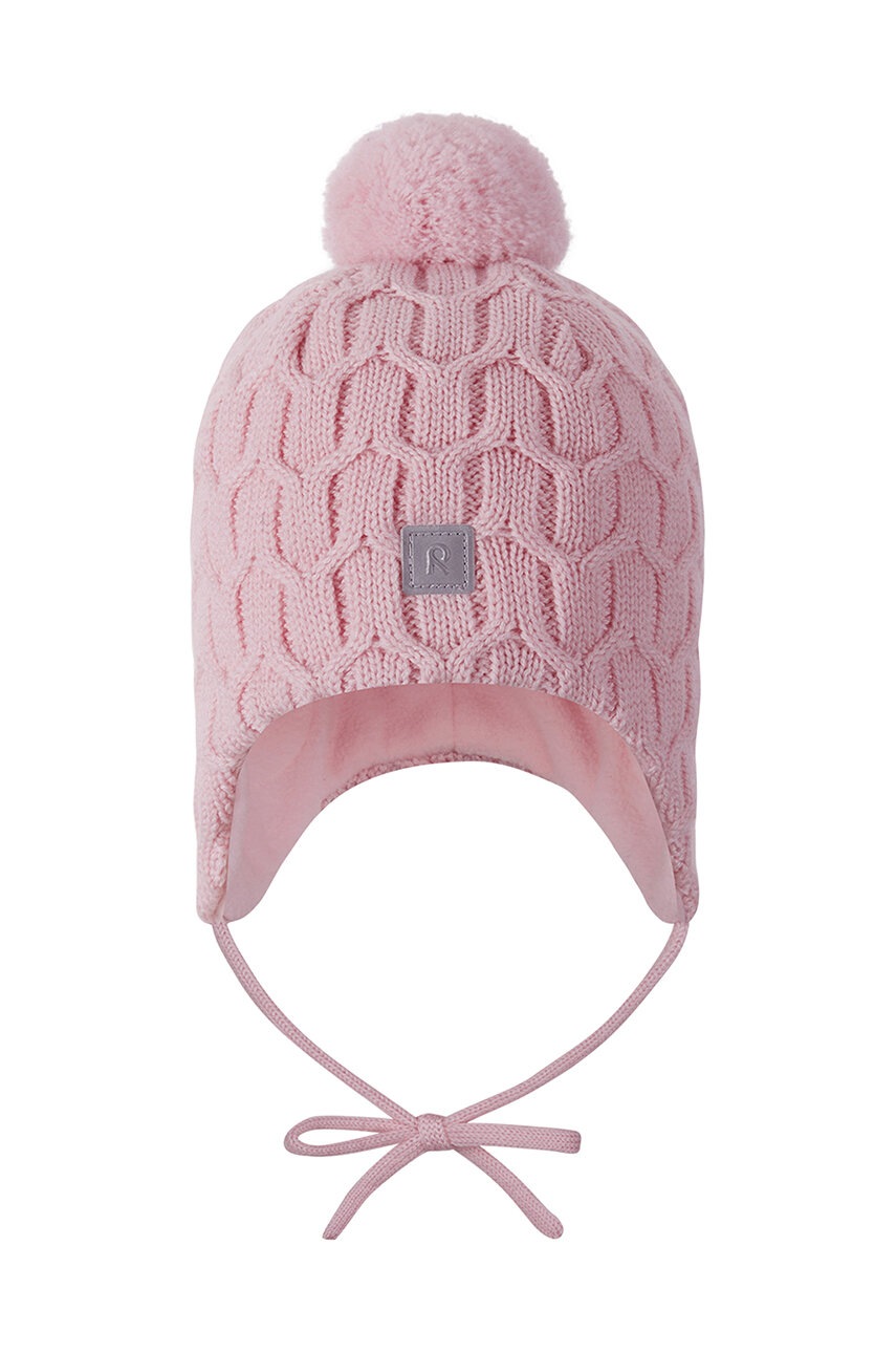 Детская хлопковая шапочка Reima Nunavut цвет розовый шерсть 5300065B Детская хлопковая шапочка Reima Nunavut цвет розовый шерсть 5300065B