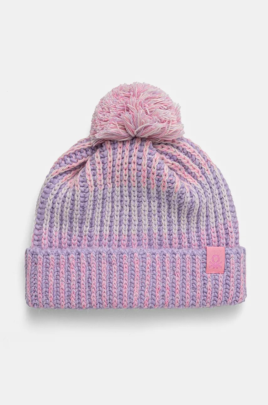 United Colors of Benetton caciula din lana pentru copii culoarea violet, din tricot gros, 115HQA011 United Colors of Benetton caciula din lana pentru copii culoarea violet, din tricot gros, 115HQA011