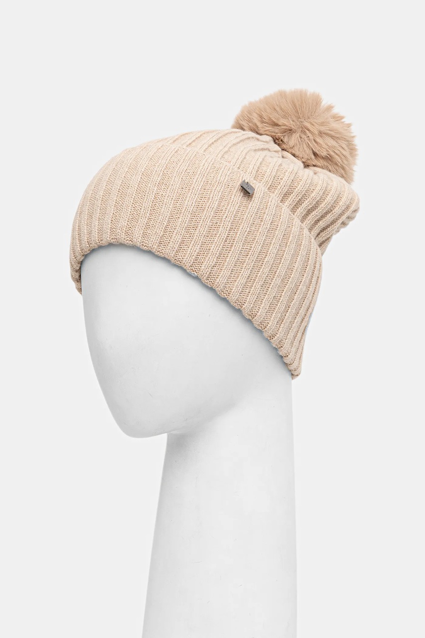Детская хлопковая шапочка Jamiks DAGNIS цвет бежевый шерсть JZH365