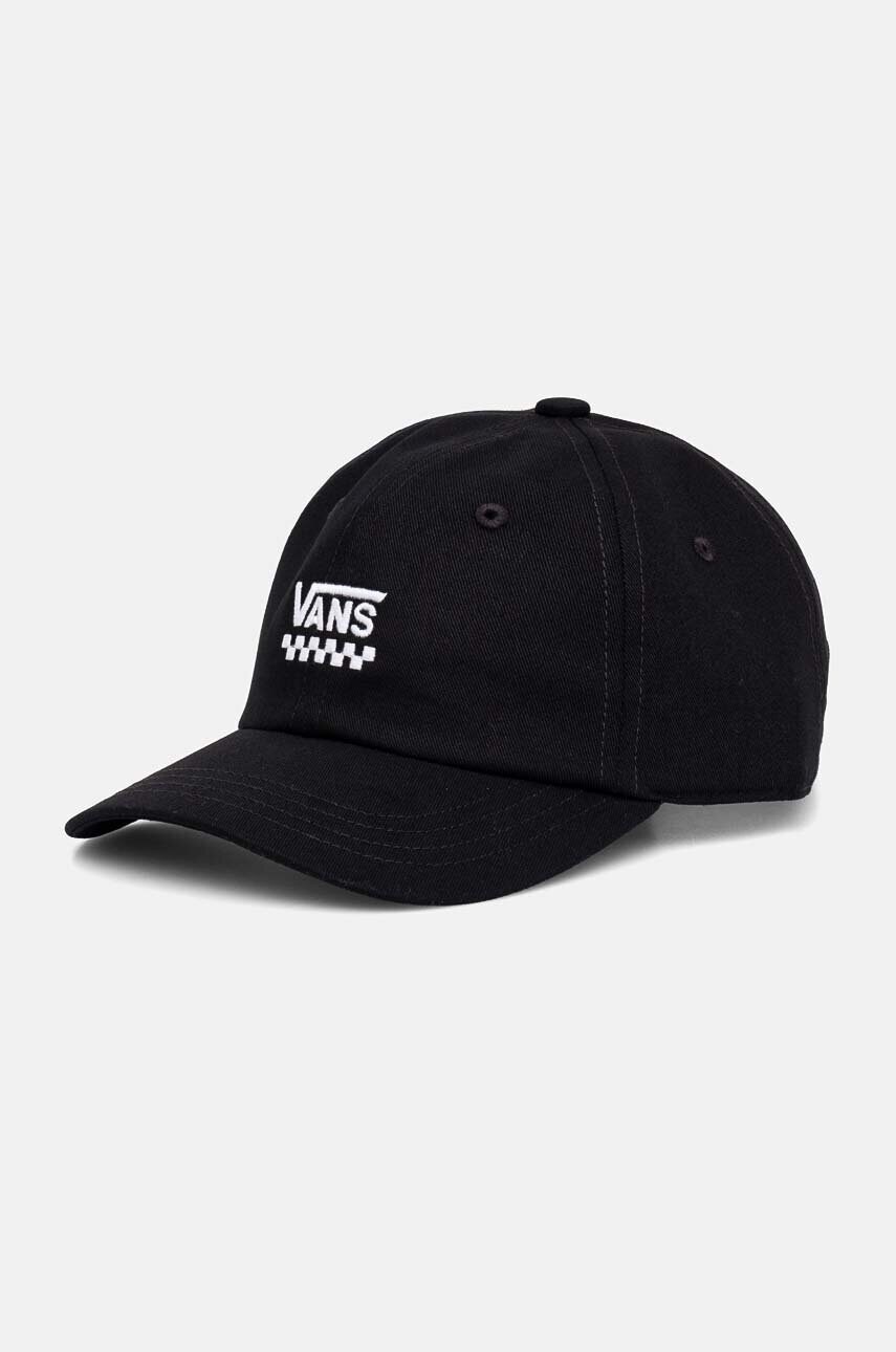 Vans șapcă din bumbac pentru copii Court Side Curved Bill Jockey culoarea negru, cu imprimeu, VN000J4UBLK1
