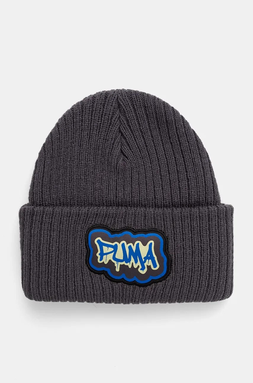 

Детска шапка Puma Comic Beanie в сиво с фина плетка 256430, Сив