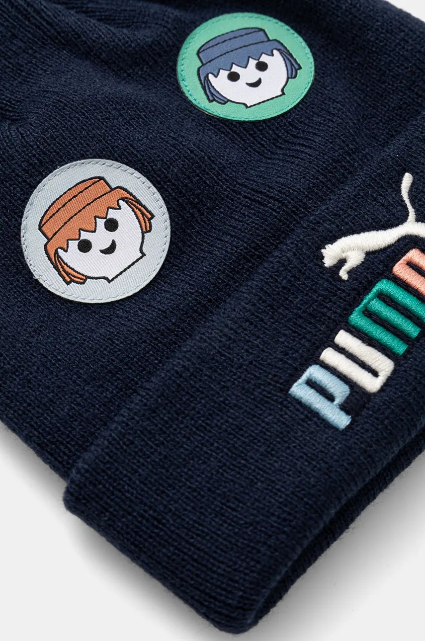 Детская шапка Puma X PLAYMOBIL цвет синий из толстого трикотажа 255430