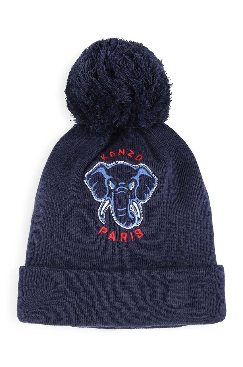 Kenzo Kids caciula din amestec de casmir pentru copii culoarea albastru marin, K60608 Kenzo Kids caciula din amestec de casmir pentru copii culoarea albastru marin, K60608