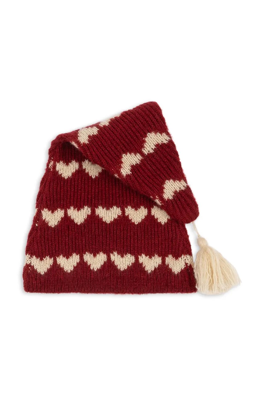 Детская шапка с примесью шерсти Konges Sløjd LAULA CHRISTMAS HAT цвет красный из тонкого трикотажа шерсть KS102013