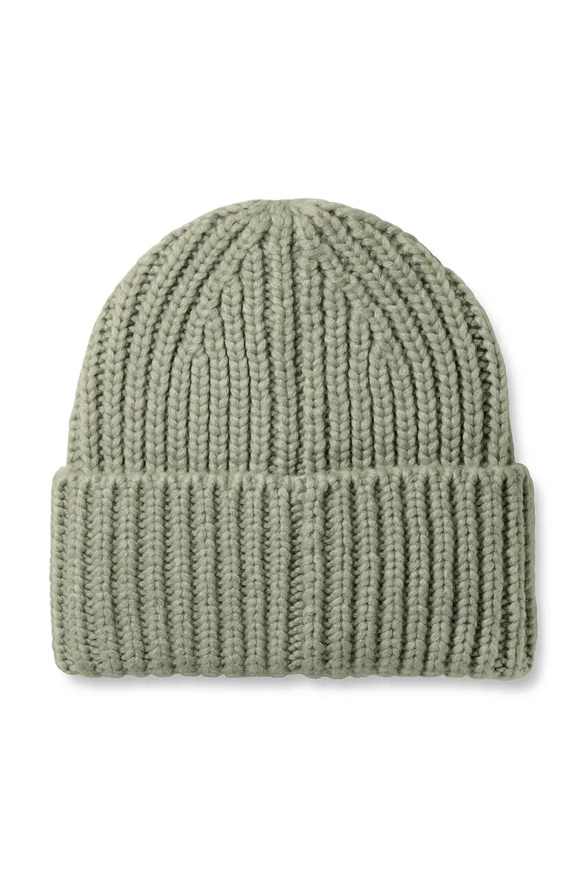 Шапка з домішкою вовни UGG CHUNKY RIB BEANIE колір рожевий з товстого трикотажу 21687
