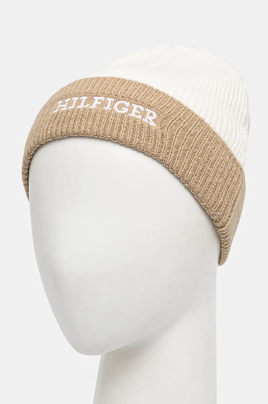 Детская шапка с примесью шерсти Tommy Hilfiger цвет бежевый  AU0AU01930