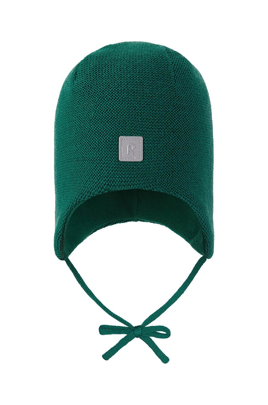 Детская хлопковая шапочка Reima Piponen цвет зелёный шерсть 5300049C Детская хлопковая шапочка Reima Piponen цвет зелёный шерсть 5300049C
