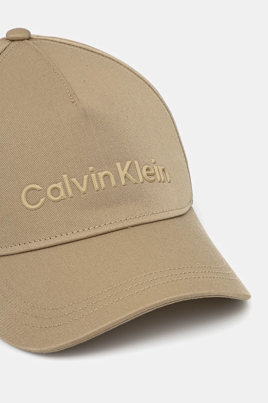 Хлопковая кепка Calvin Klein цвет зелёный однотонная K50K511987 Хлопковая кепка Calvin Klein цвет зелёный однотонная K50K511987