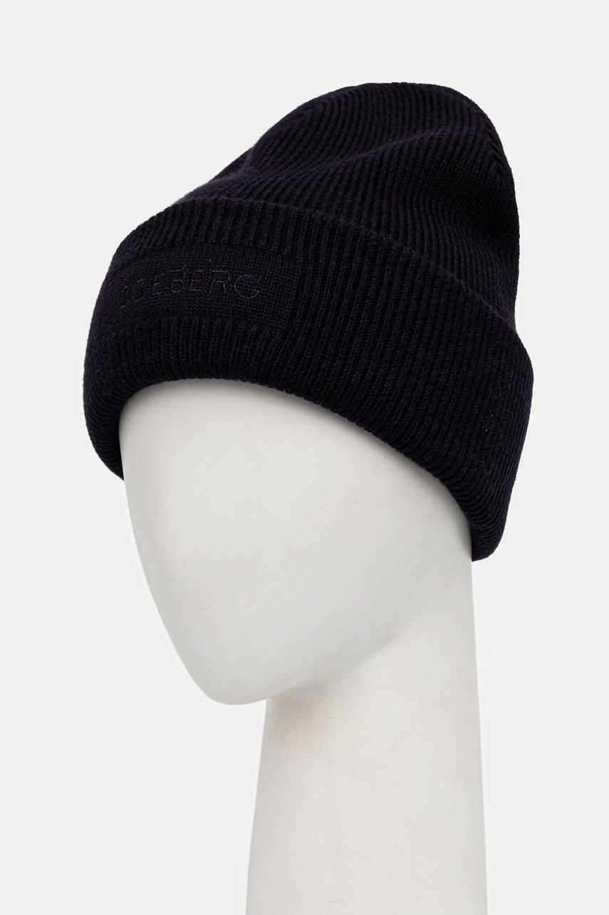 Шерстяная шапка Iceberg цвет бежевый из толстого трикотажа шерсть 30 409 005