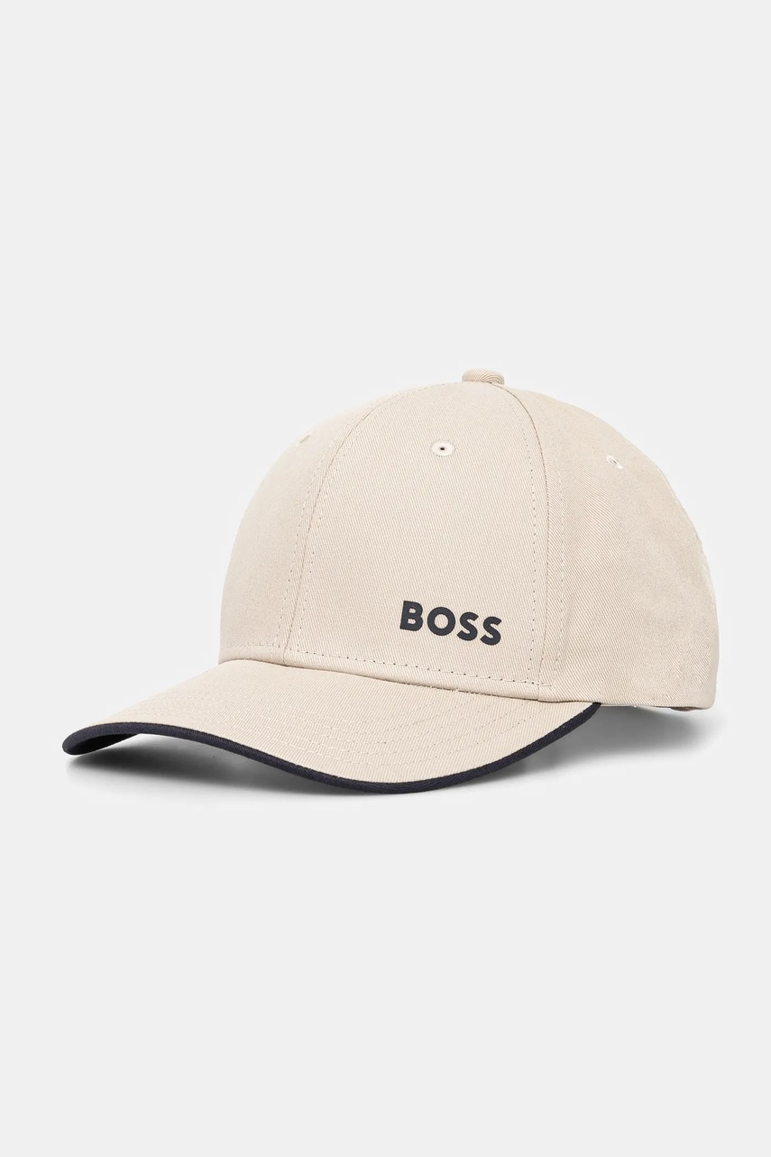 BOSS Green șapcă de baseball din bumbac culoarea bej, cu imprimeu, 50519219