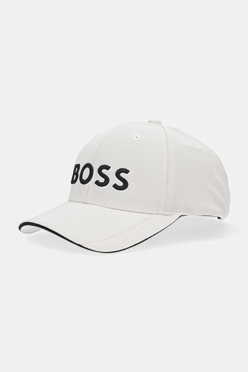 BOSS Green sapca culoarea bej, cu imprimeu, 50519247