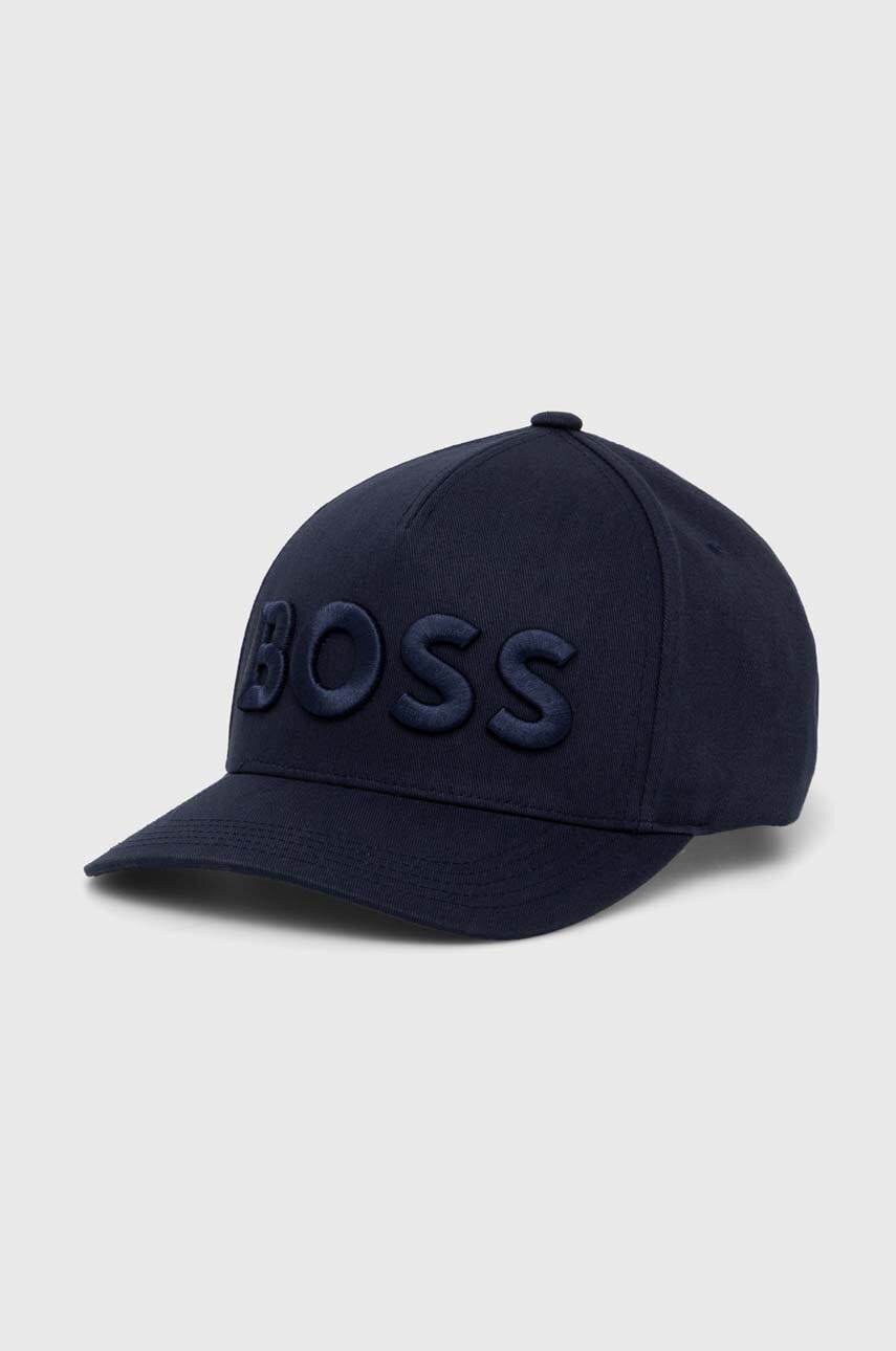 BOSS șapcă de baseball din bumbac culoarea albastru marin, cu imprimeu, 50519154 BOSS șapcă de baseball din bumbac culoarea albastru marin, cu imprimeu, 50519154