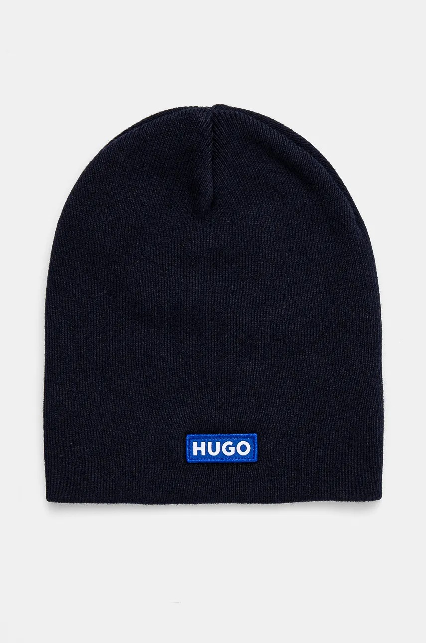 

Памучна шапка Hugo Blue в тъмносиньо с фина плетка от памук 50521715, Тъмносин