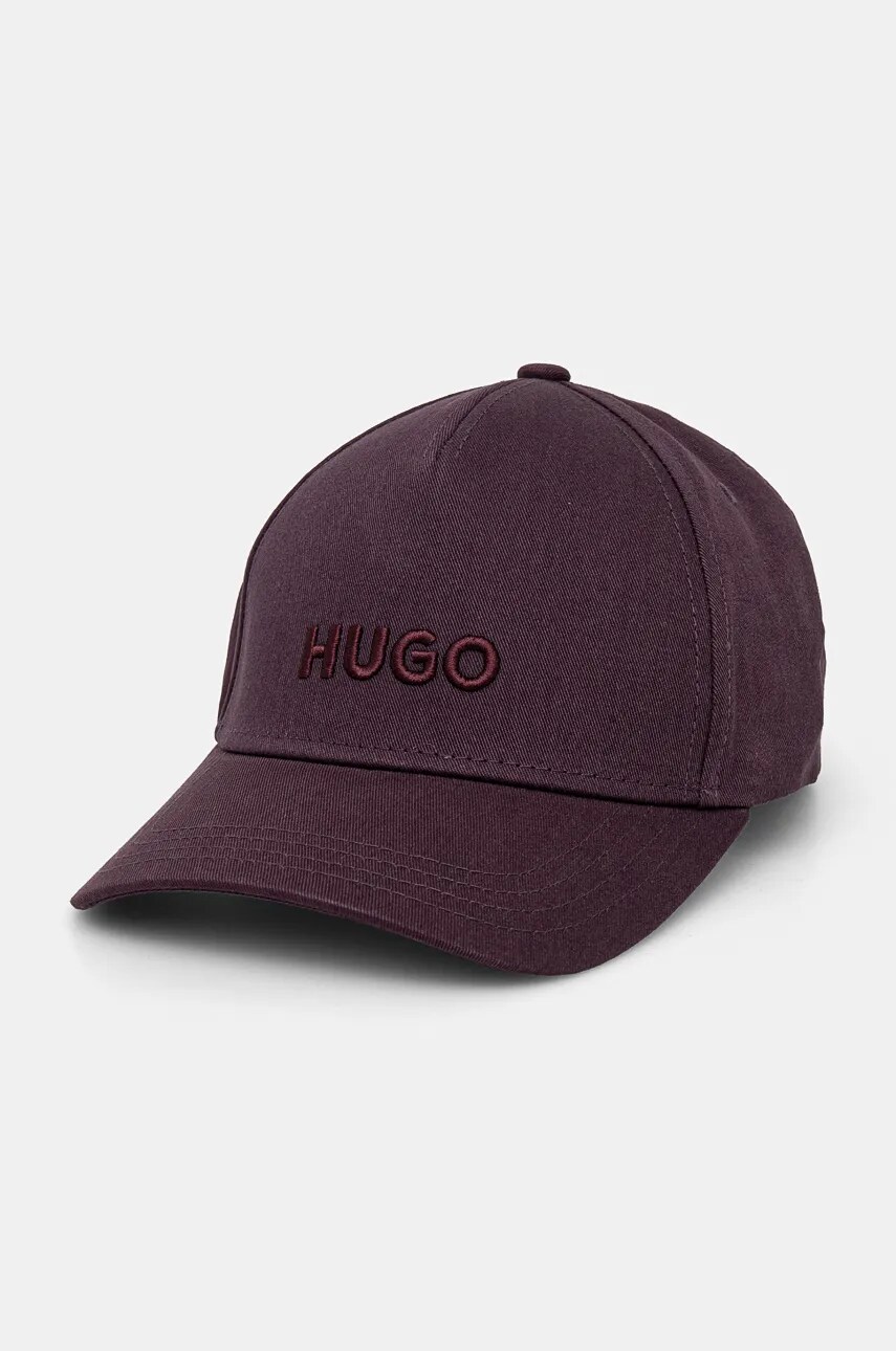 

Памучна шапка с козирка HUGO в лилаво с апликация 50518901, Виолетов