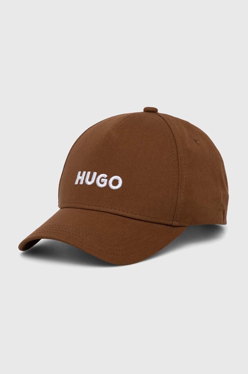 

Памучна шапка с козирка HUGO в кафяво с апликация 50518901, Кафяв