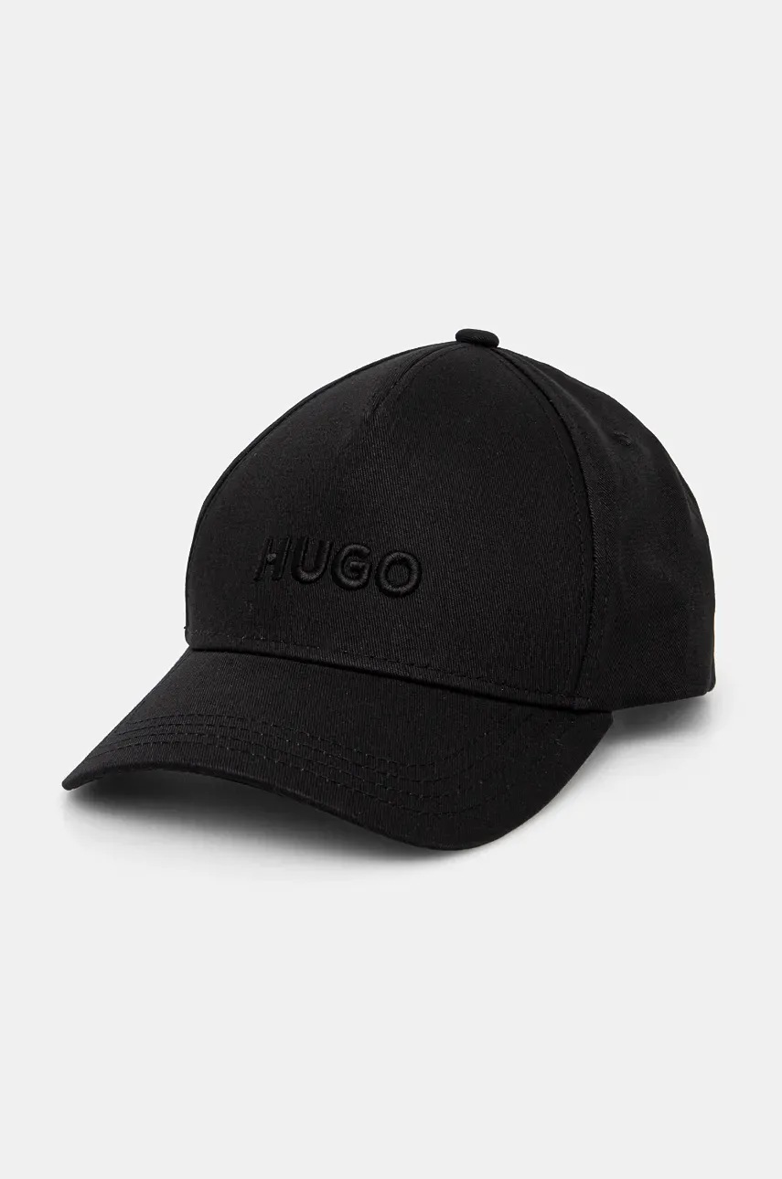 

Памучна шапка с козирка HUGO в черно с апликация 50518901, Черен