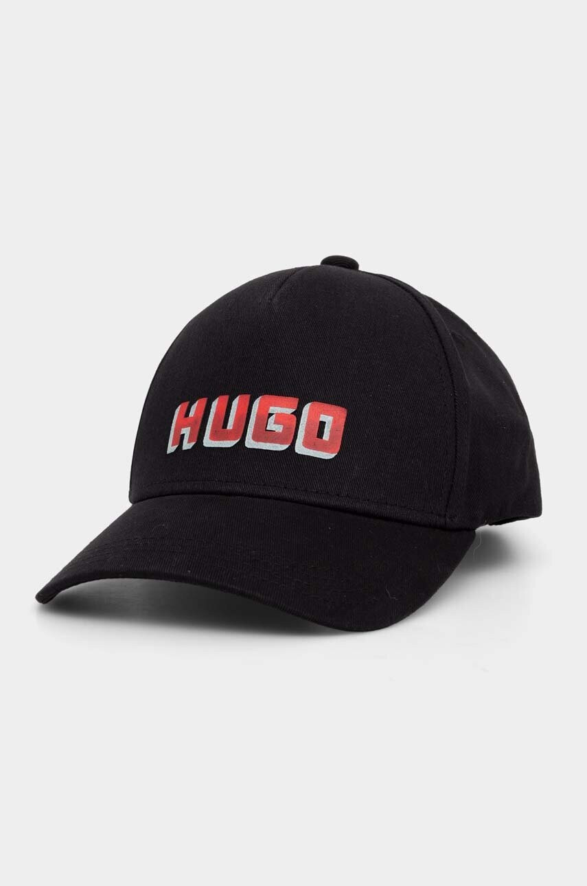 HUGO șapcă de baseball din bumbac culoarea negru, cu imprimeu, 50519245