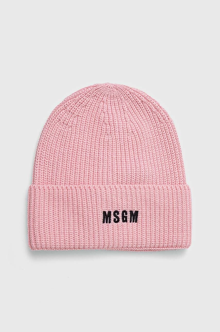 

Вълнена шапка MSGM в розово от плътен трикотаж от вълна 3740ML02.247575, Розов